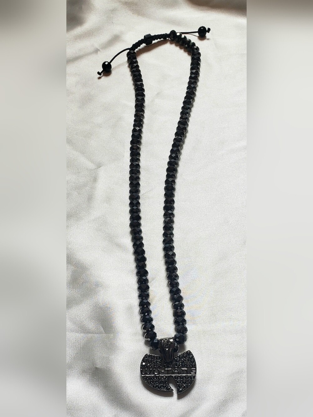 Hip Hop Iced Hematite Black Metallic WU TANG clan pendant Necklace RARE - Picture 2 of 8